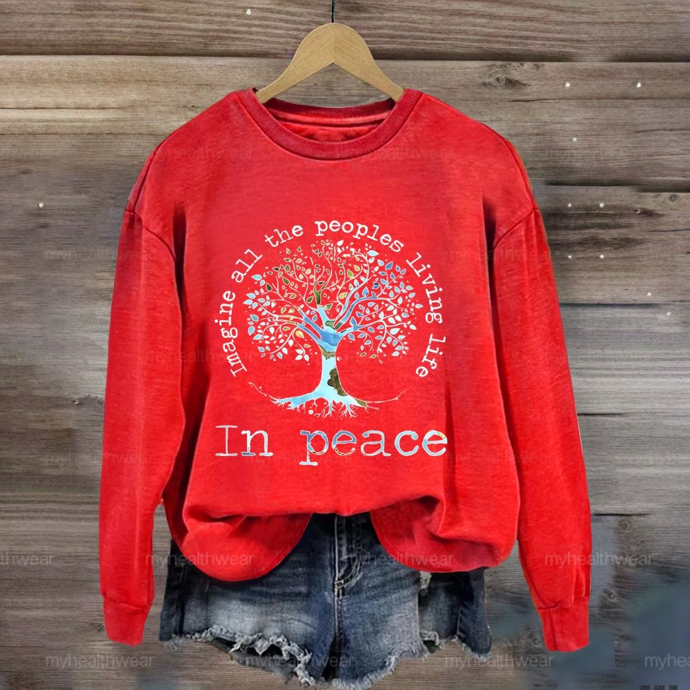 Imagine All The People Living Life In Peace Graphic Sweatshirt