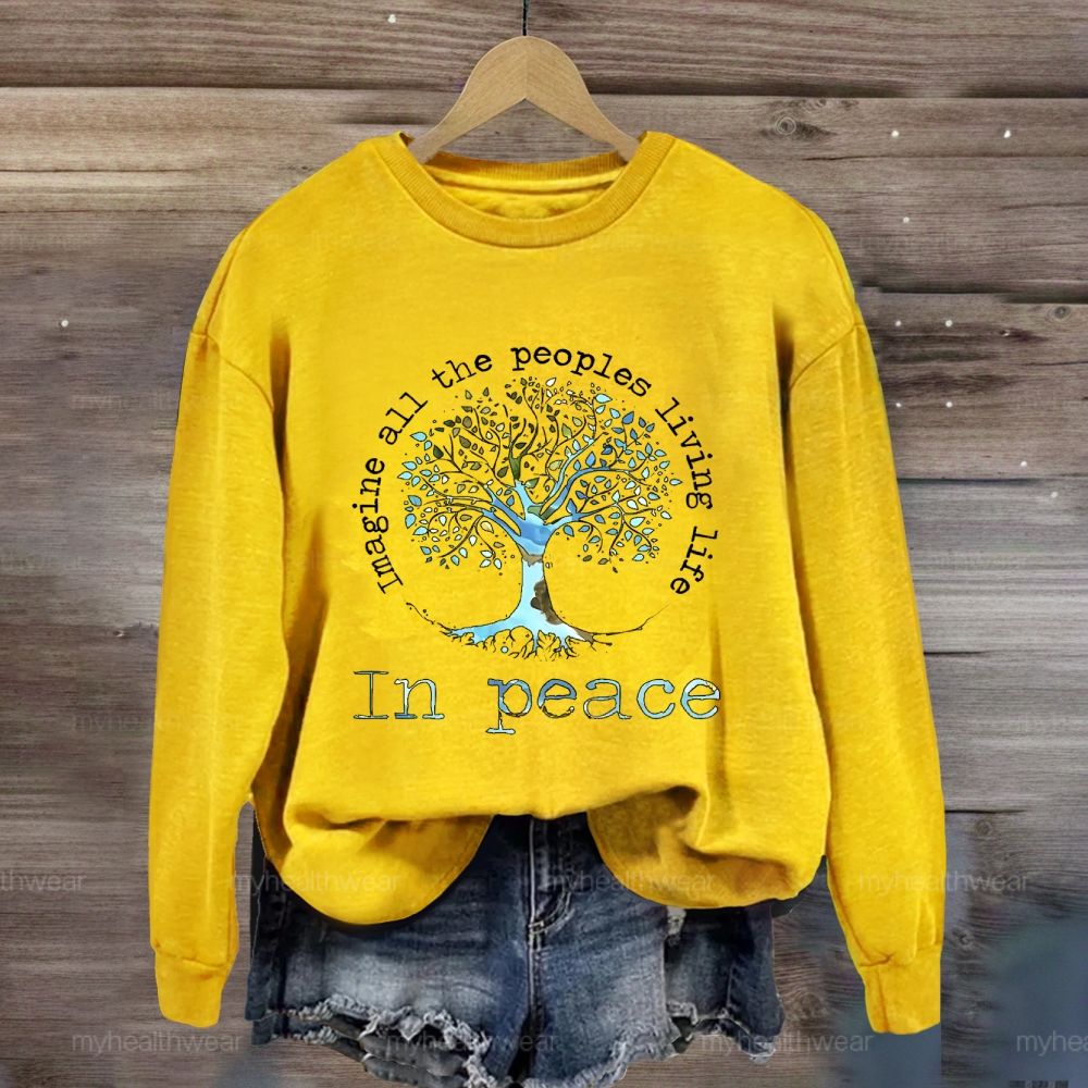 Imagine All The People Living Life In Peace Graphic Sweatshirt