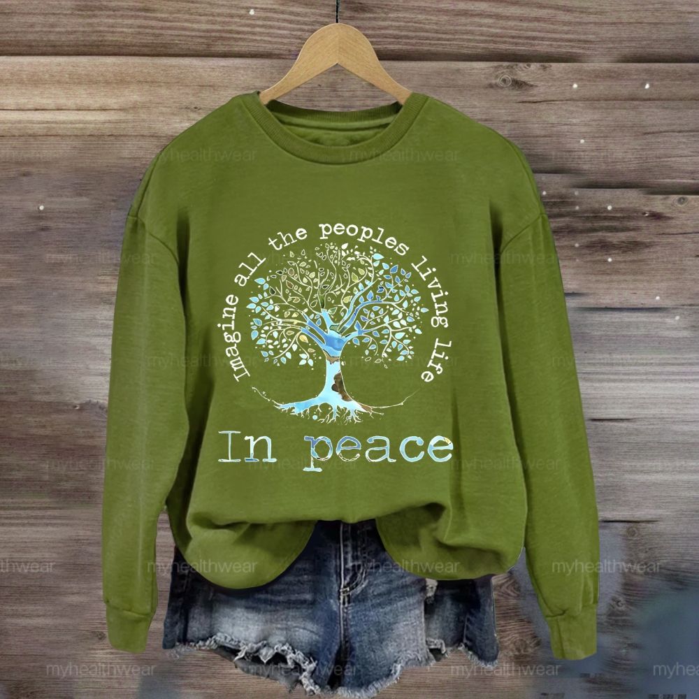 Imagine All The People Living Life In Peace Graphic Sweatshirt