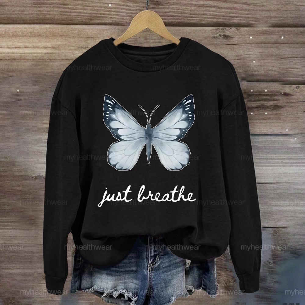 Just Breathe Ink Wash Butterfly Sweatshirt