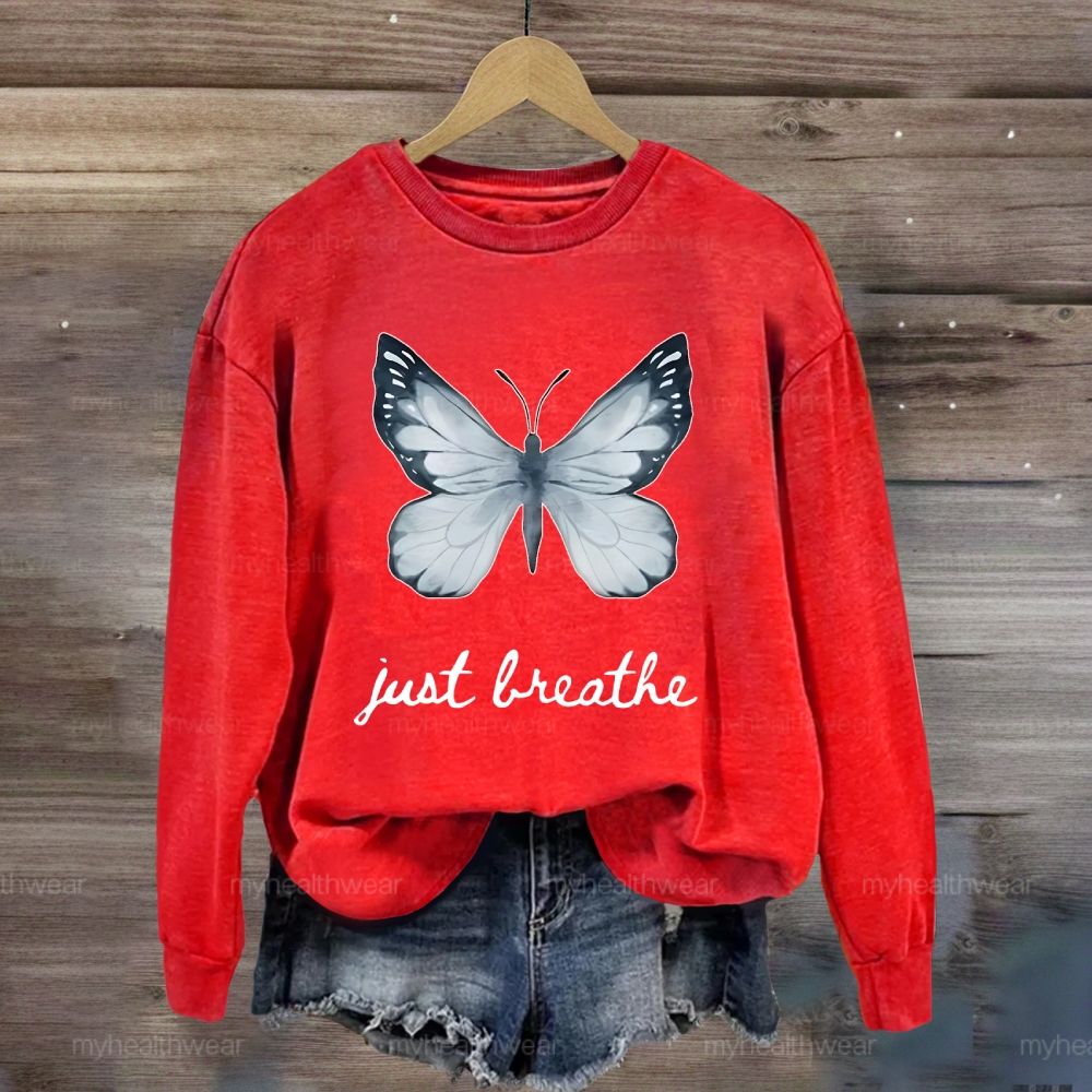 Just Breathe Ink Wash Butterfly Sweatshirt