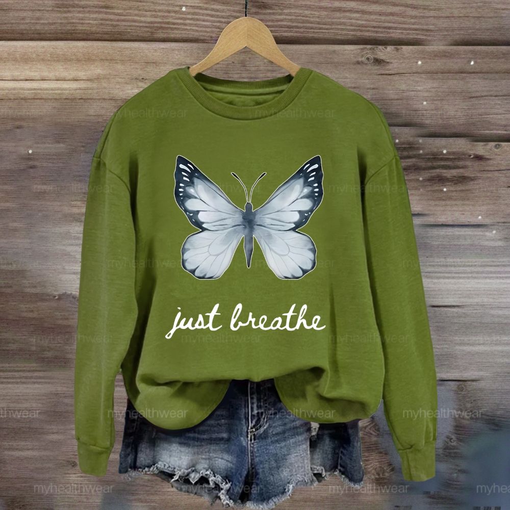Just Breathe Ink Wash Butterfly Sweatshirt