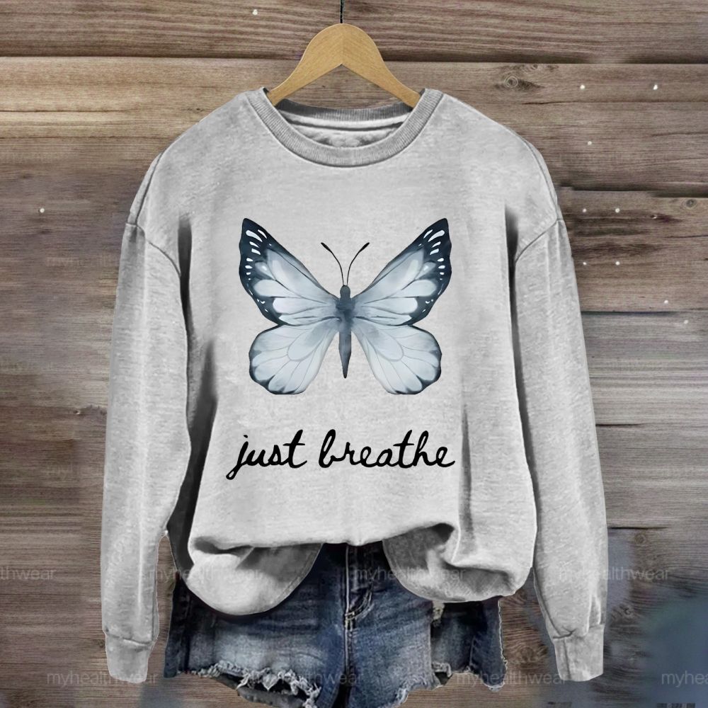 Just Breathe Ink Wash Butterfly Sweatshirt