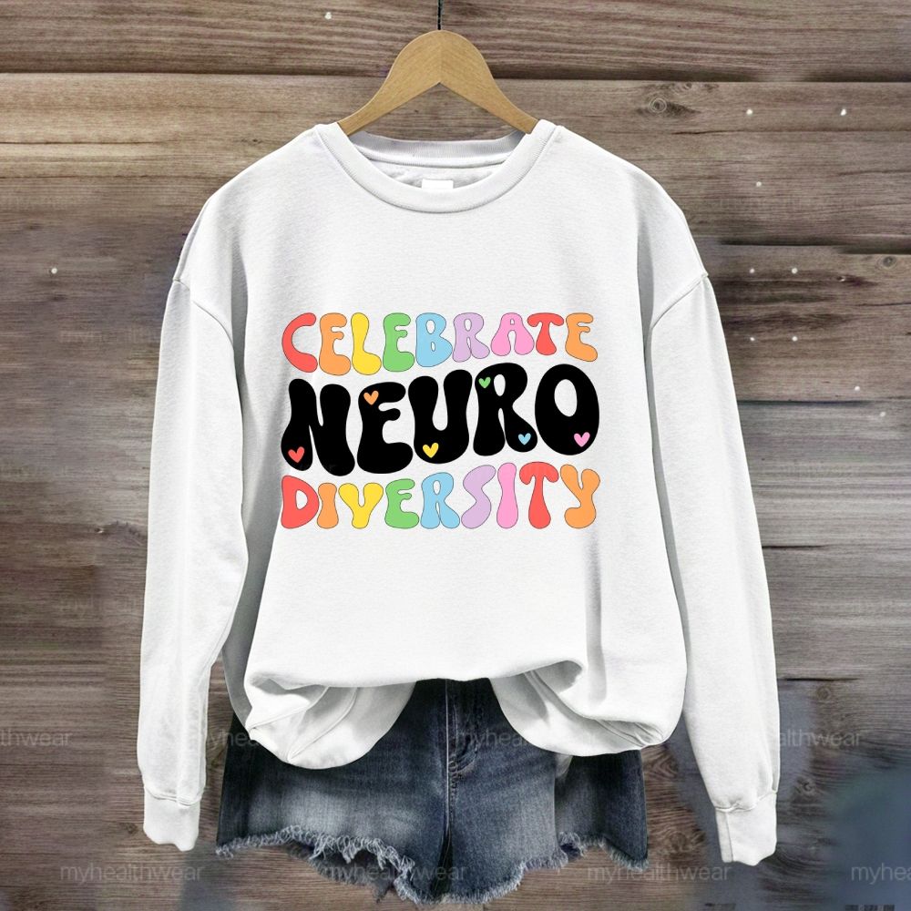 Celebrate Neurodiversity Colorful Letters Sweatshirt