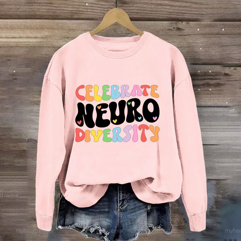 Celebrate Neurodiversity Colorful Letters Sweatshirt