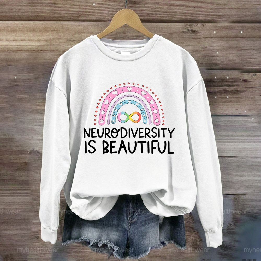 Neurodiversity Is Beautiful Rainbow Heart Sweatshirt