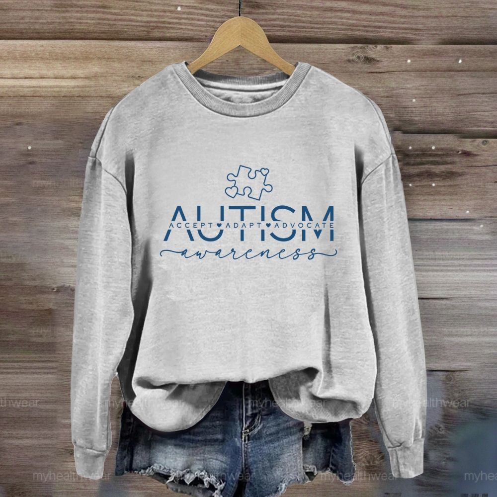 Autism Awareness Puzzle Accept Adapt Advocate Sweatshirt