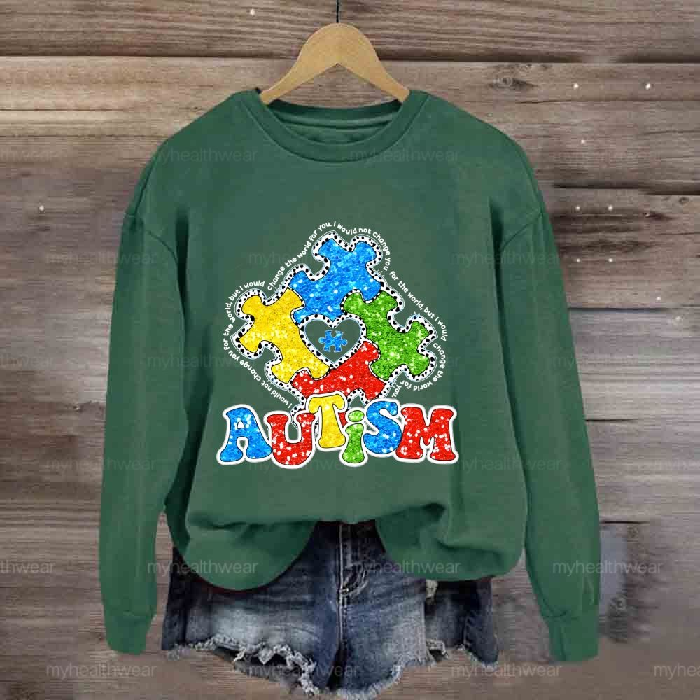 Autism Colorful Puzzle Heart Sweatshirt