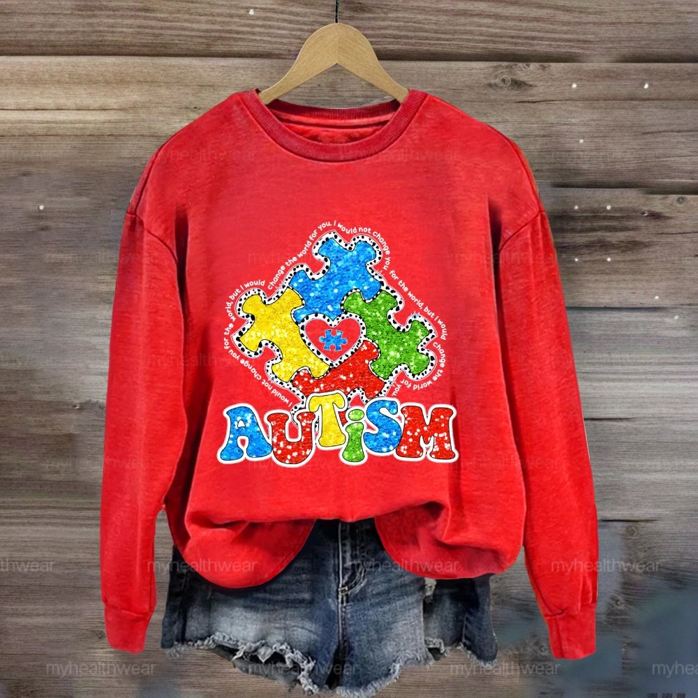 Autism Colorful Puzzle Heart Sweatshirt