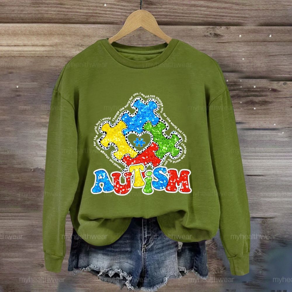 Autism Colorful Puzzle Heart Sweatshirt
