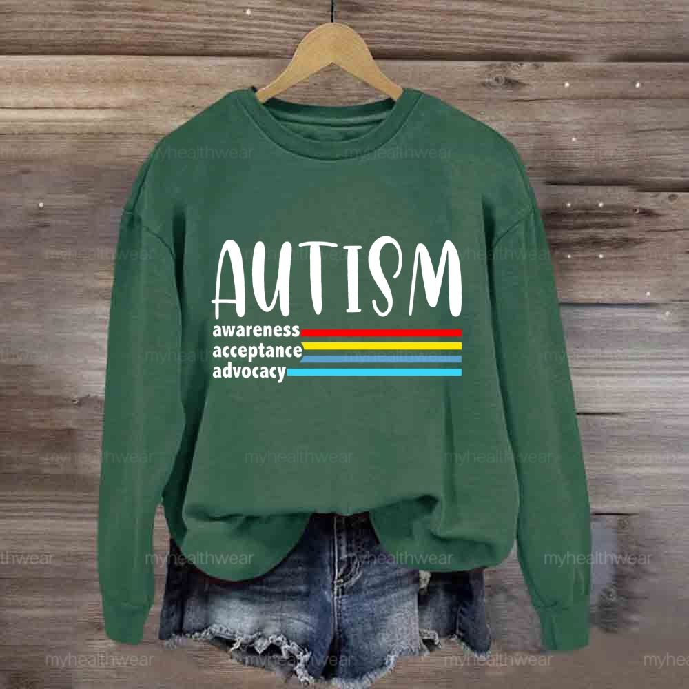 Autism Awareness Acceptance Advocacy Colorful Lines Sweatshirt