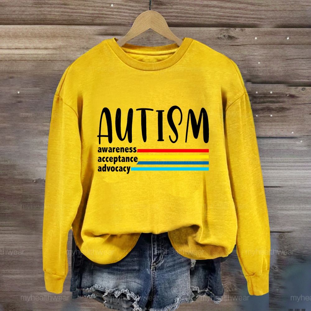 Autism Awareness Acceptance Advocacy Colorful Lines Sweatshirt