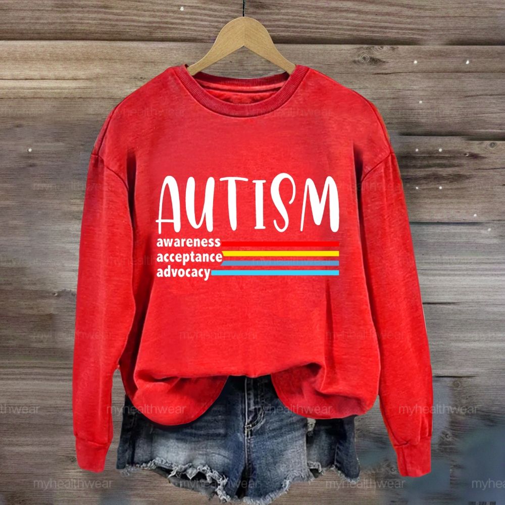 Autism Awareness Acceptance Advocacy Colorful Lines Sweatshirt