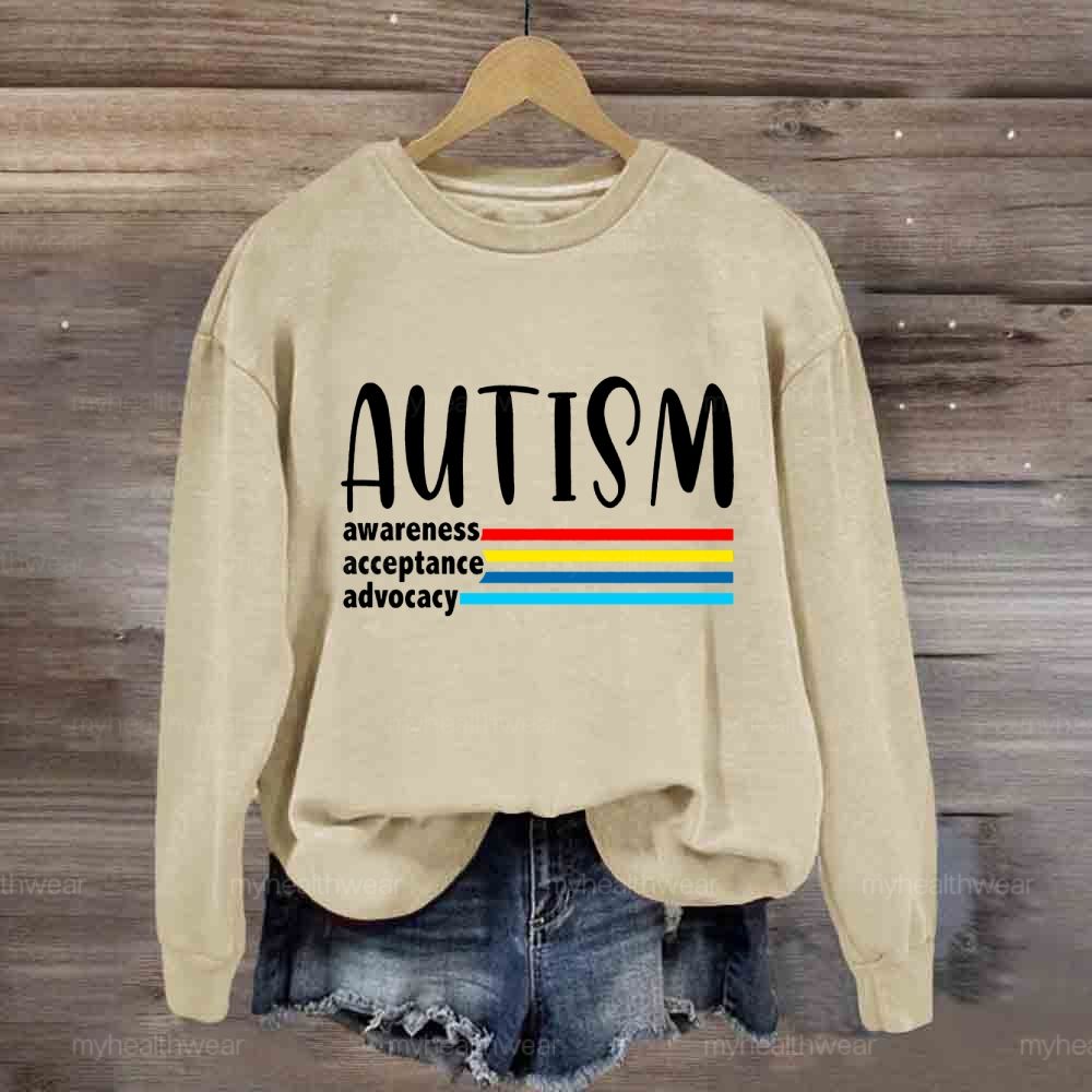 Autism Awareness Acceptance Advocacy Colorful Lines Sweatshirt