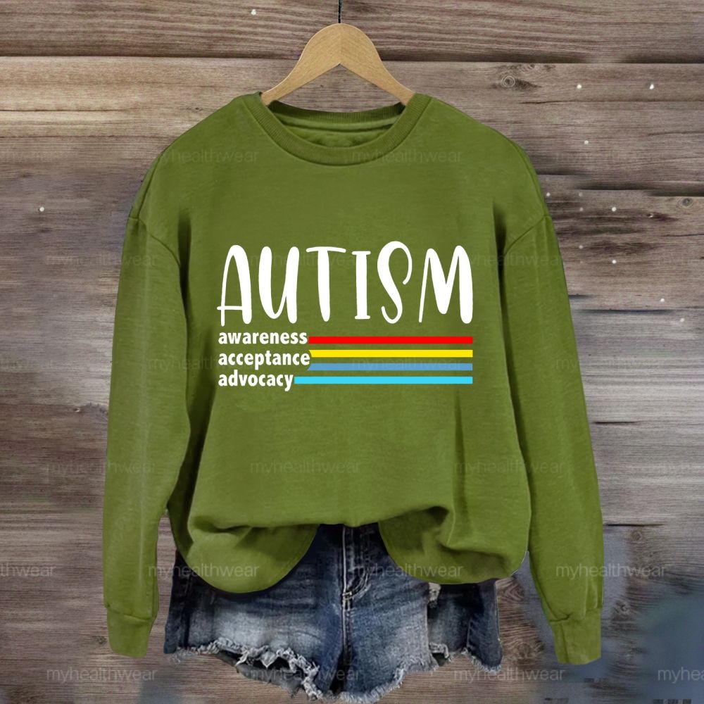 Autism Awareness Acceptance Advocacy Colorful Lines Sweatshirt