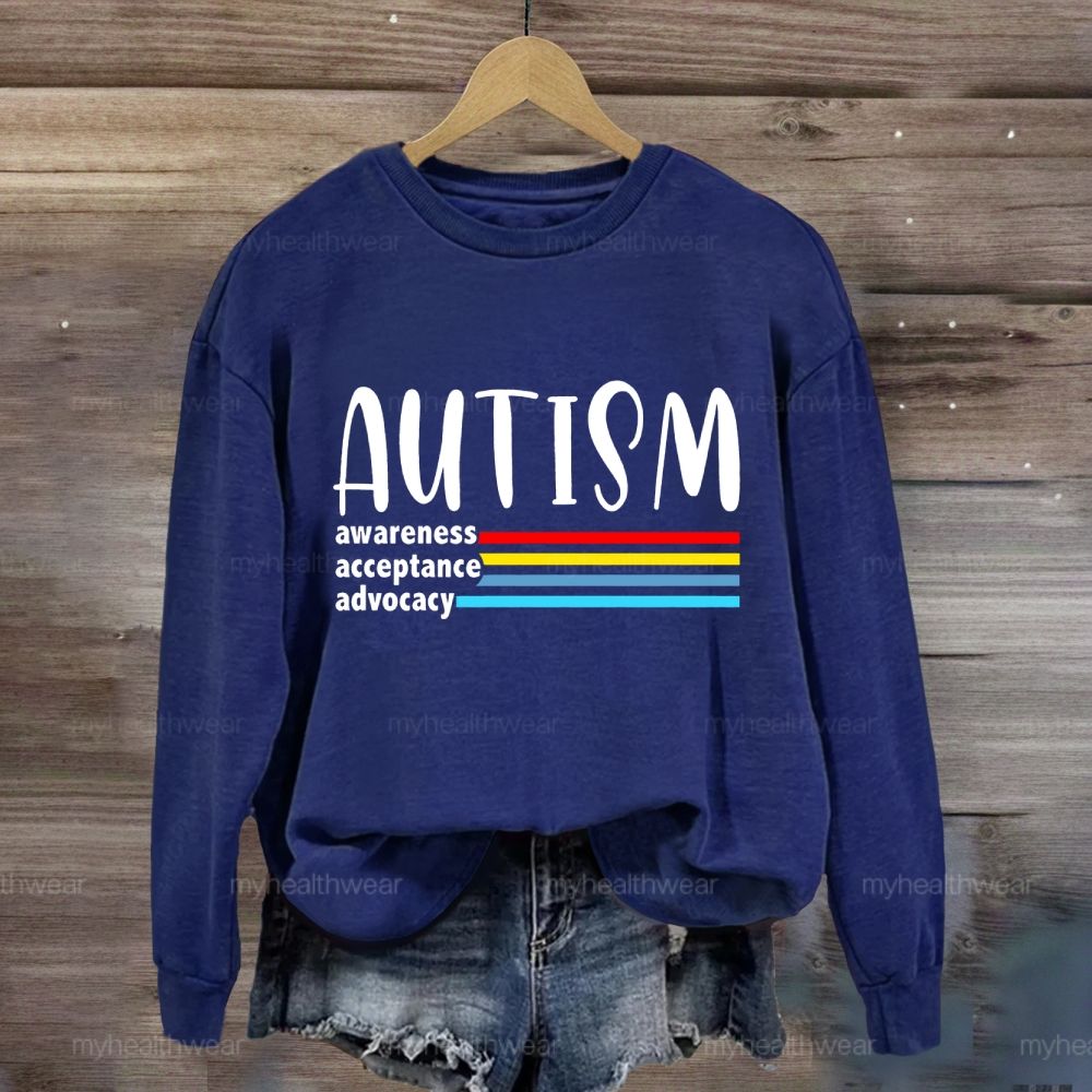 Autism Awareness Acceptance Advocacy Colorful Lines Sweatshirt