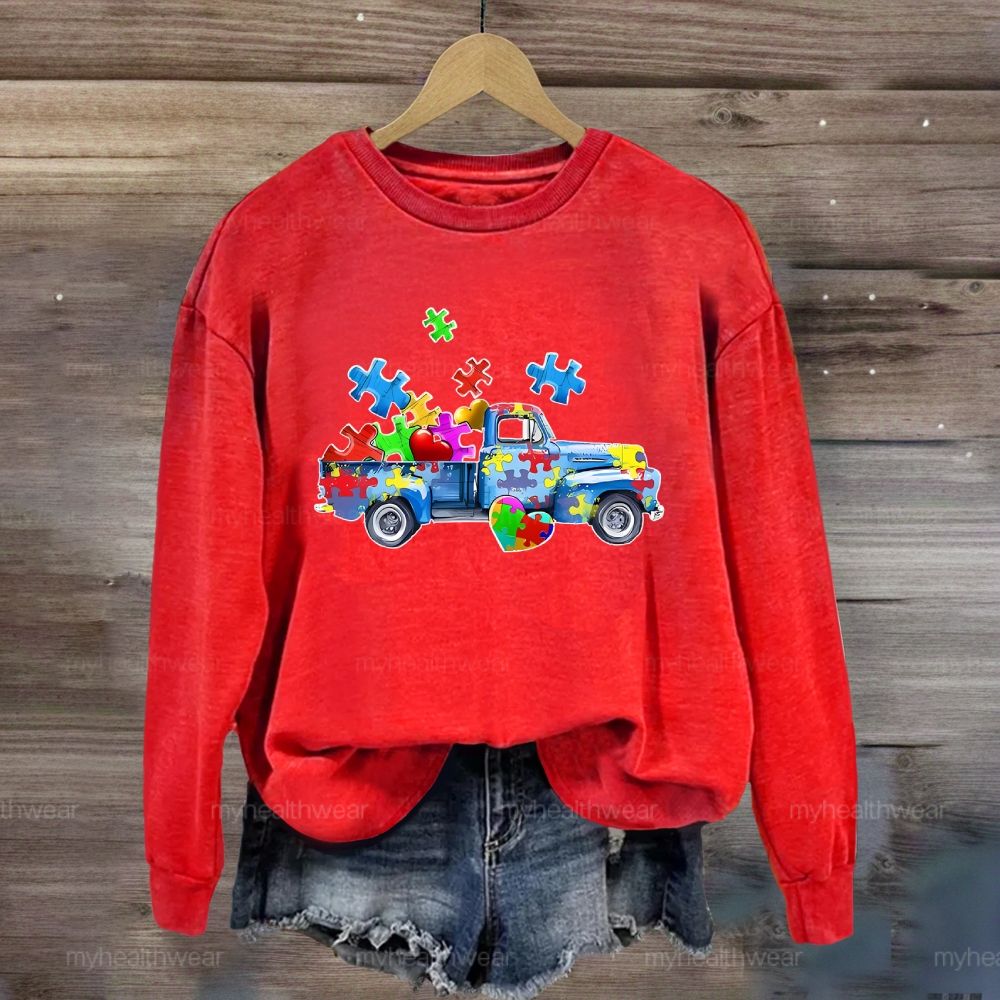 Puzzle Car Love Autism Sweatshirt