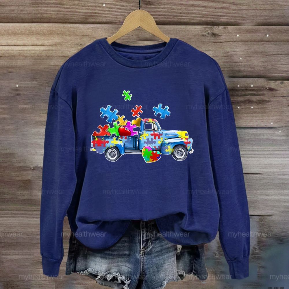 Puzzle Car Love Autism Sweatshirt