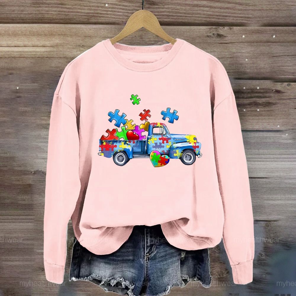 Puzzle Car Love Autism Sweatshirt