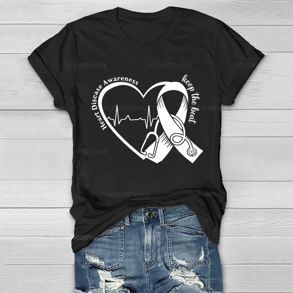 Heart Disease Awareness Keep The Beat Healthwear T-shirt