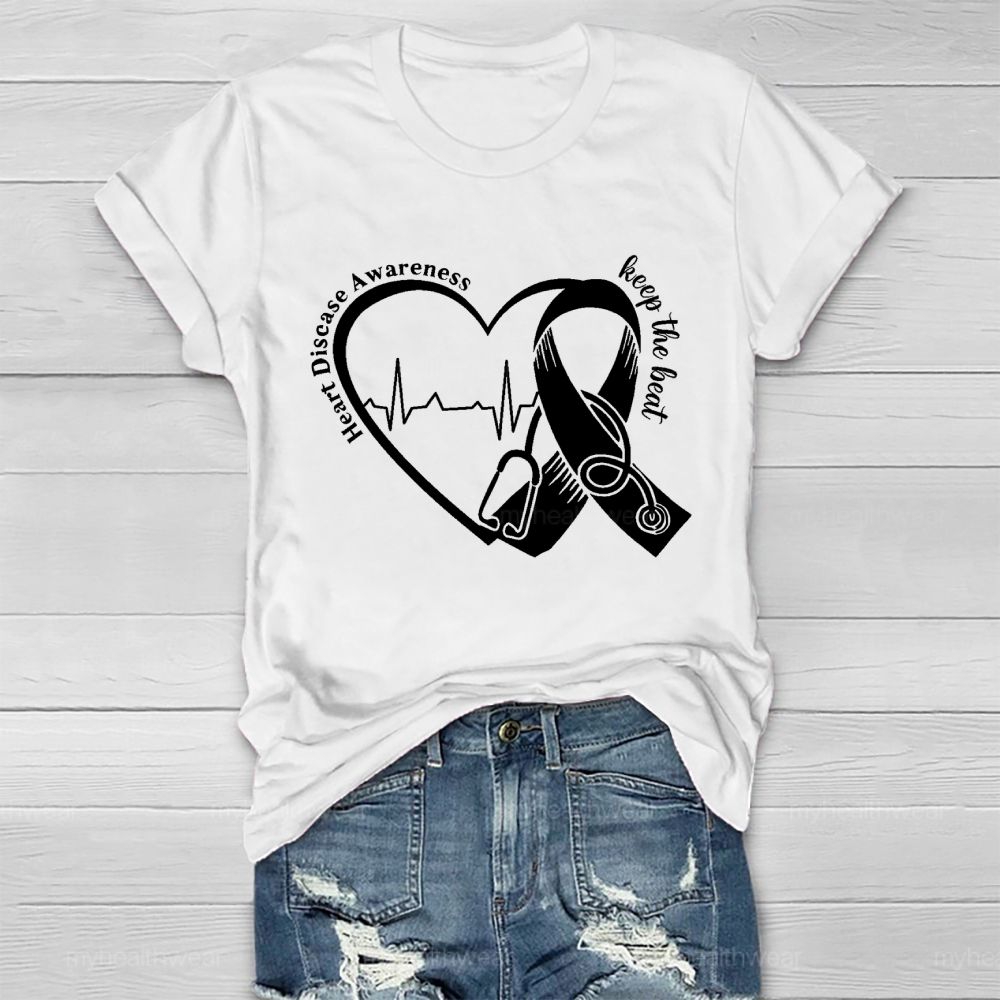 Heart Disease Awareness Keep The Beat Healthwear T-shirt