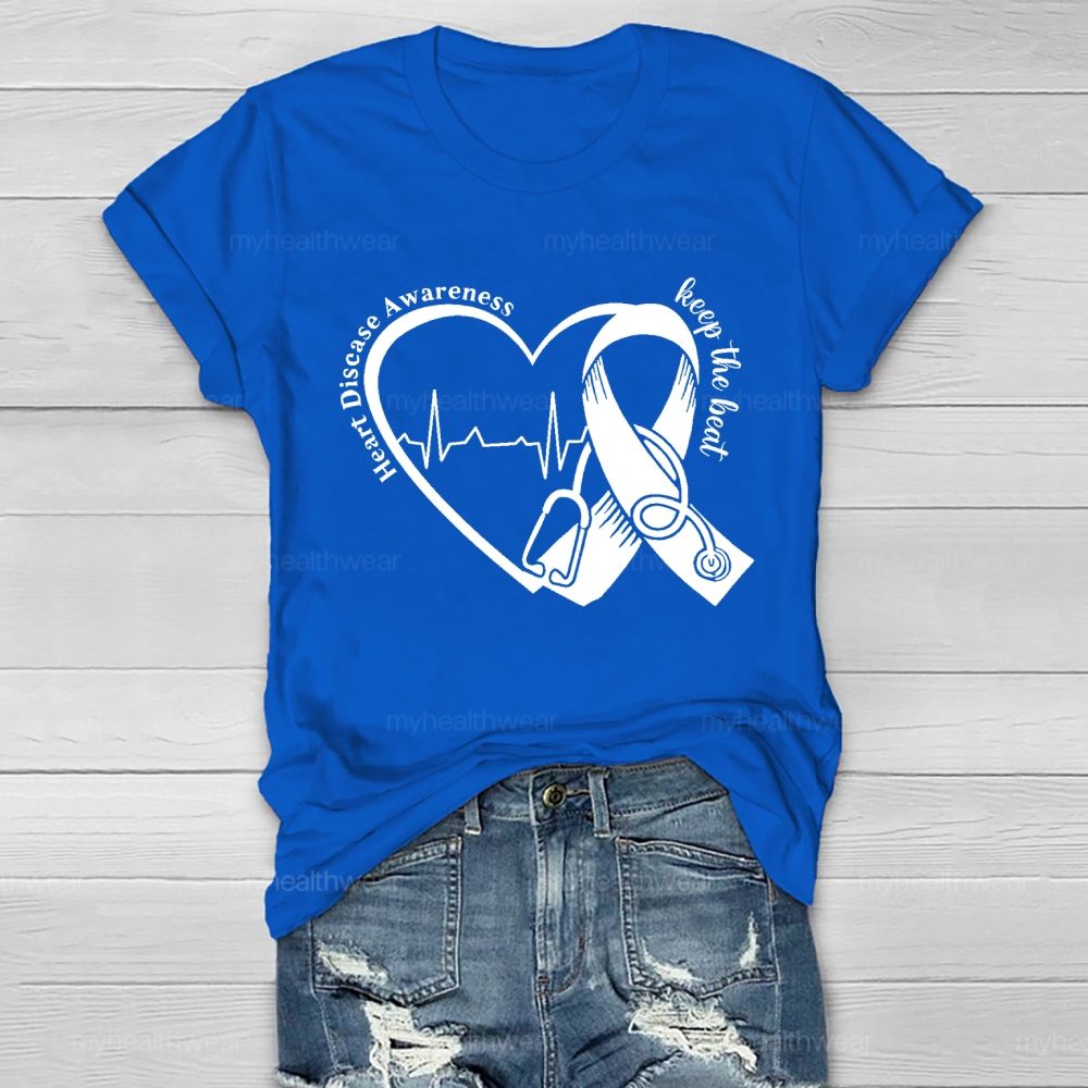 Heart Disease Awareness Keep The Beat Healthwear T-shirt