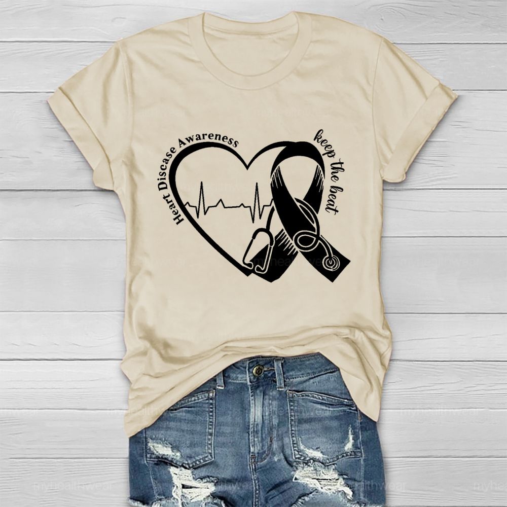 Heart Disease Awareness Keep The Beat Healthwear T-shirt