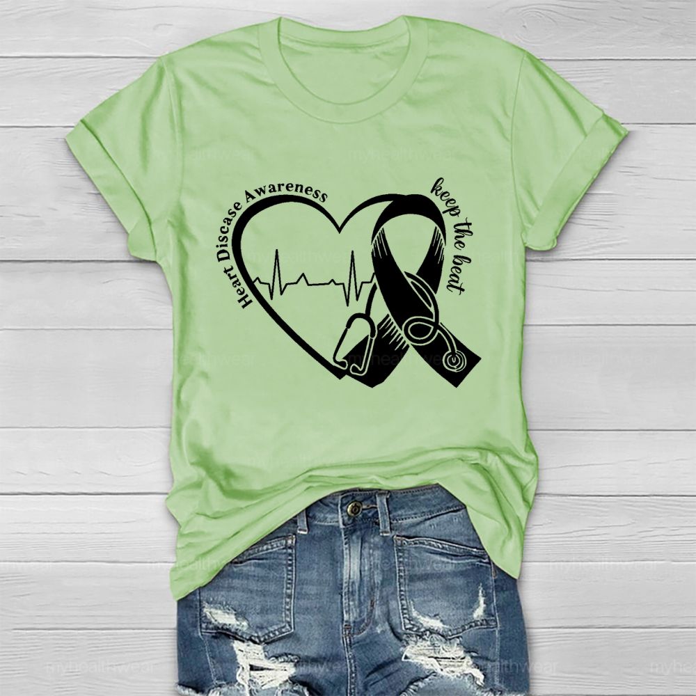 Heart Disease Awareness Keep The Beat Healthwear T-shirt