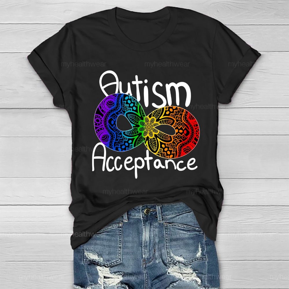 Autism Acceptance Infinity Symbol Flowers Healthwear T-shirt