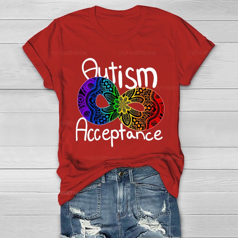 Autism Acceptance Infinity Symbol Flowers Healthwear T-shirt