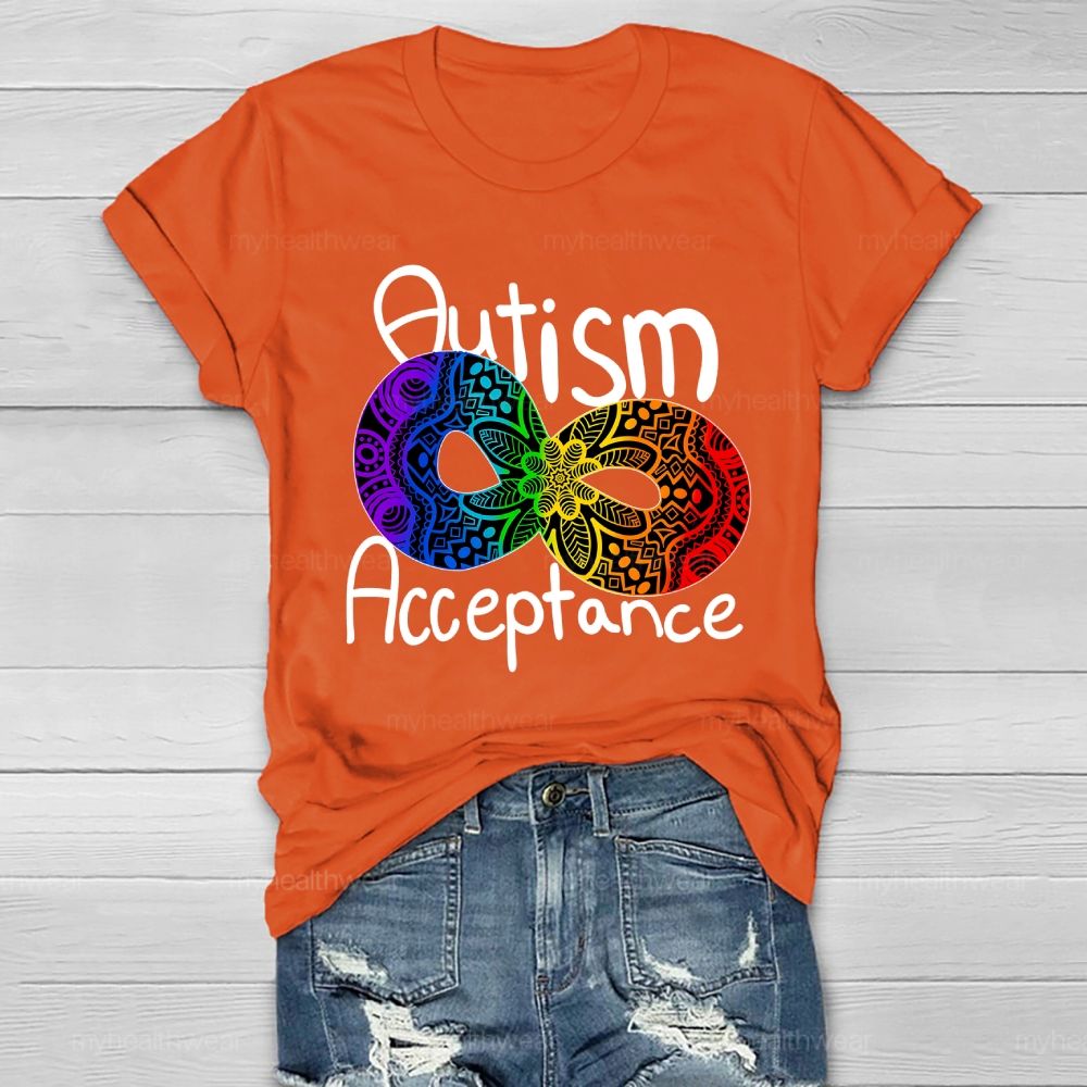 Autism Acceptance Infinity Symbol Flowers Healthwear T-shirt