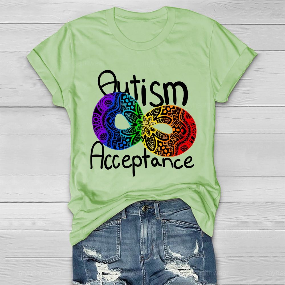Autism Acceptance Infinity Symbol Flowers Healthwear T-shirt