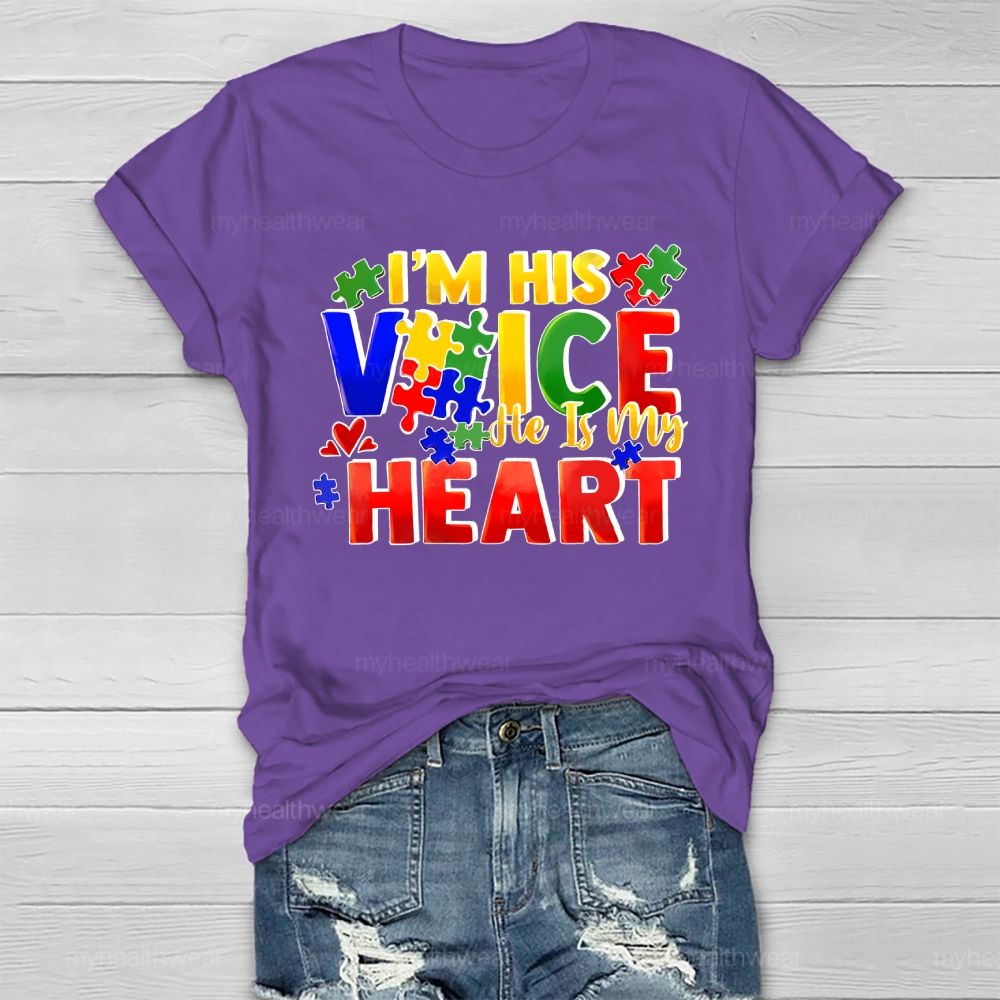 I'm His Voice He Is My Heart Puzzle Colorful Letters Healthwear T-shirt