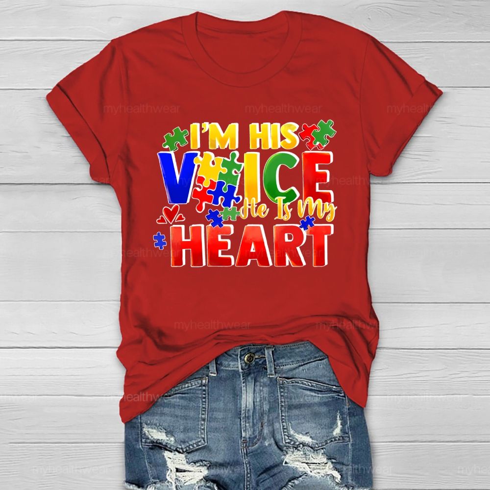 I'm His Voice He Is My Heart Puzzle Colorful Letters Healthwear T-shirt