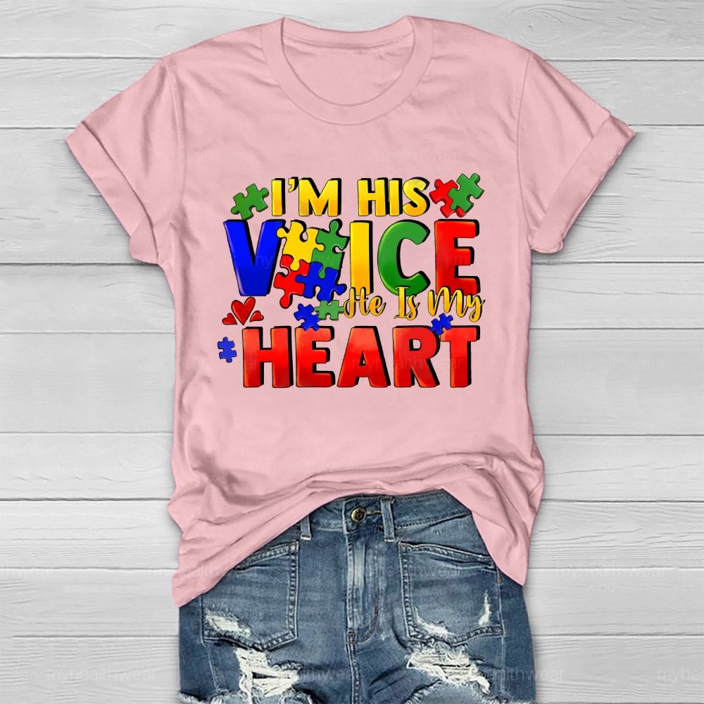 I'm His Voice He Is My Heart Puzzle Colorful Letters Healthwear T-shirt
