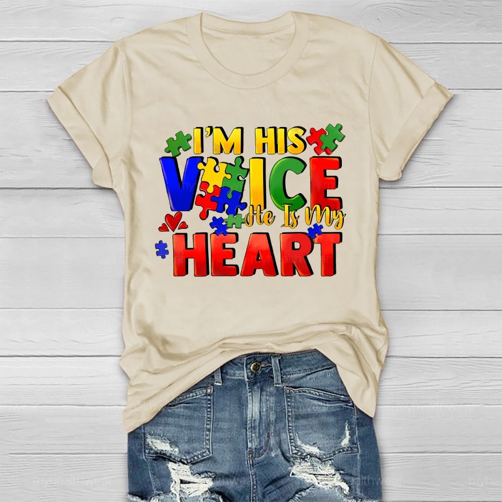 I'm His Voice He Is My Heart Puzzle Colorful Letters Healthwear T-shirt