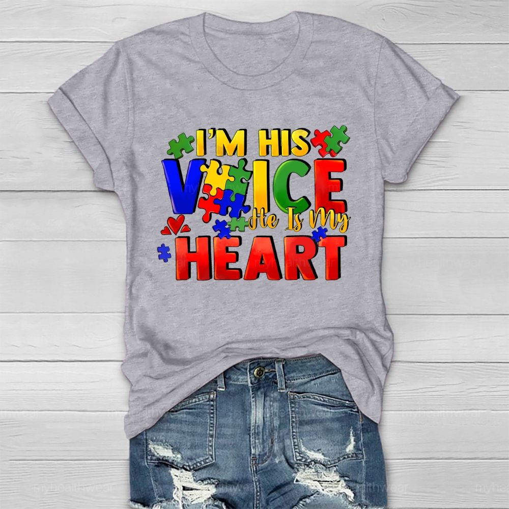 I'm His Voice He Is My Heart Puzzle Colorful Letters Healthwear T-shirt