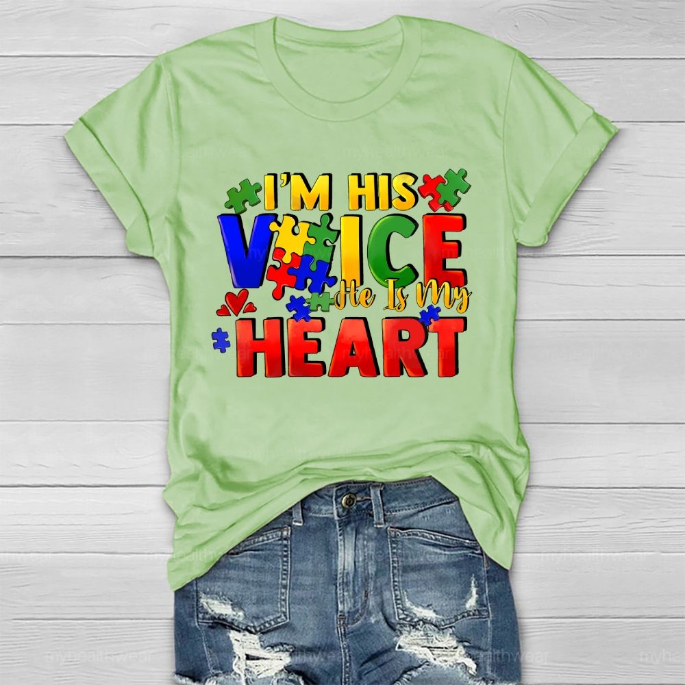 I'm His Voice He Is My Heart Puzzle Colorful Letters Healthwear T-shirt
