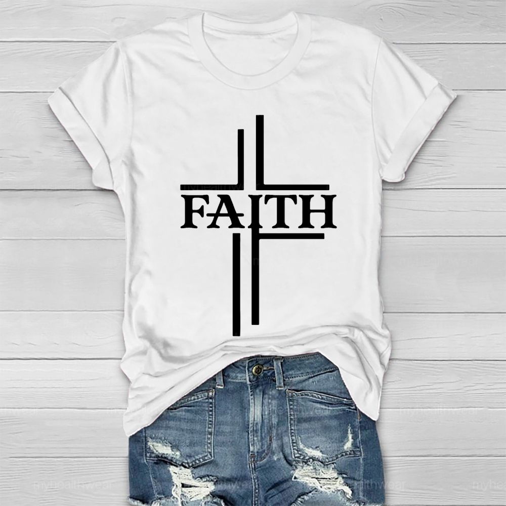 Faith Cross Graphic Letter Healthwear T-shirt