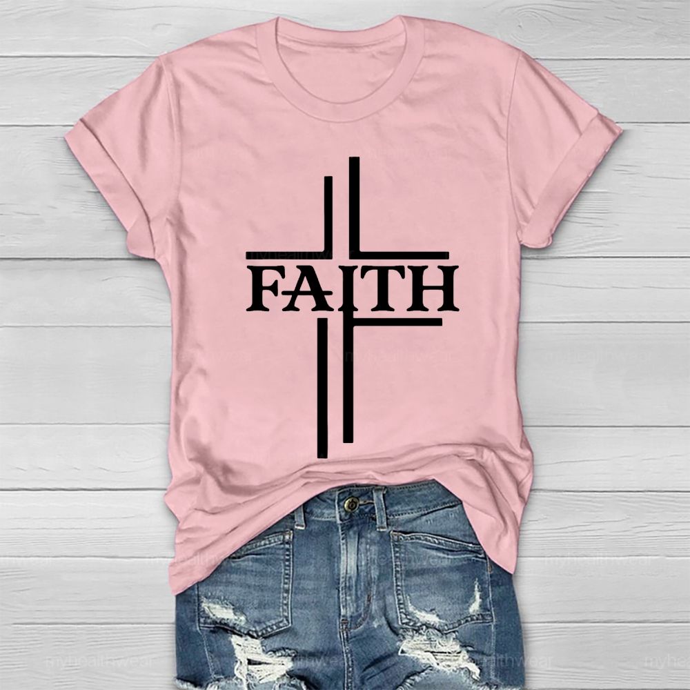 Faith Cross Graphic Letter Healthwear T-shirt
