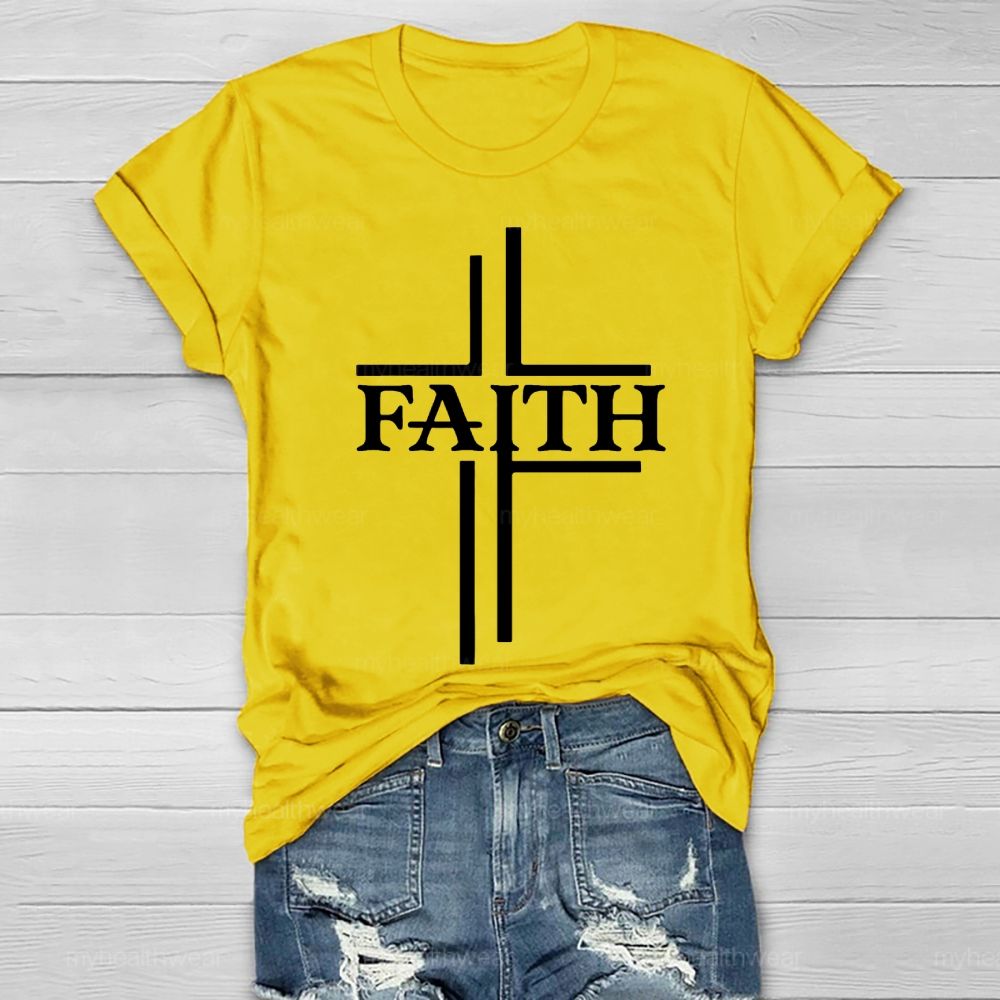 Faith Cross Graphic Letter Healthwear T-shirt