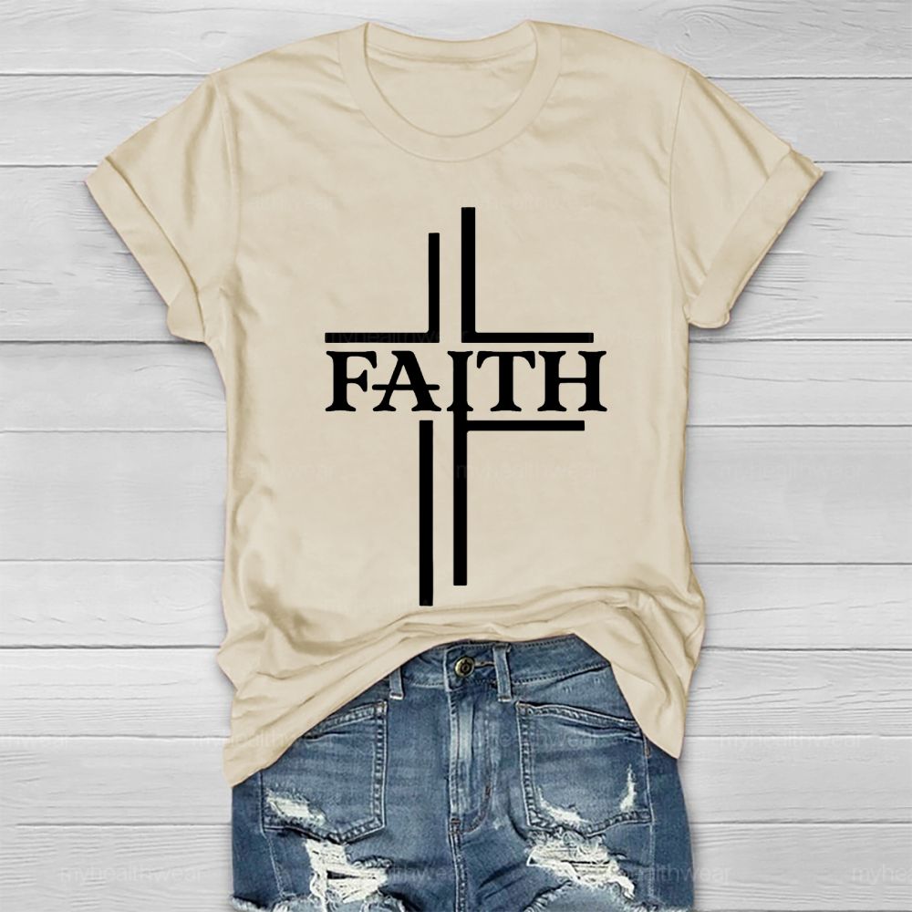 Faith Cross Graphic Letter Healthwear T-shirt