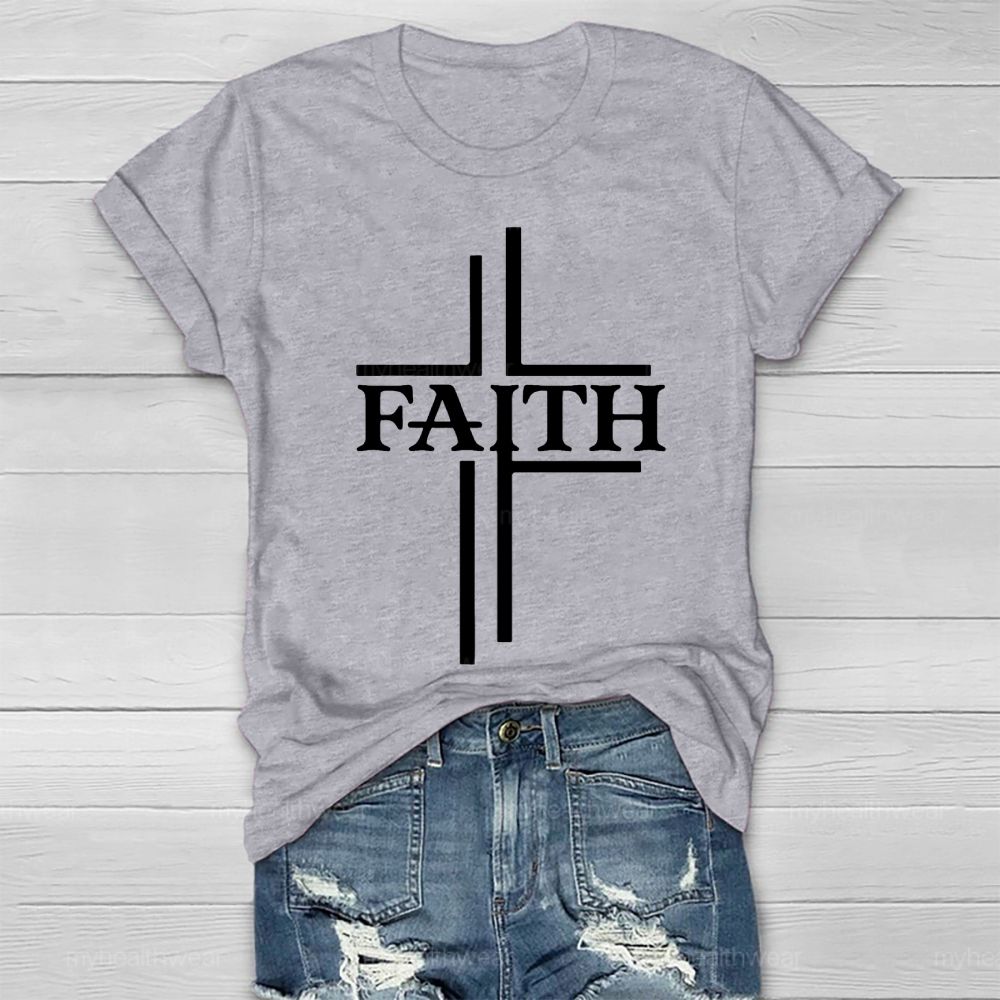 Faith Cross Graphic Letter Healthwear T-shirt