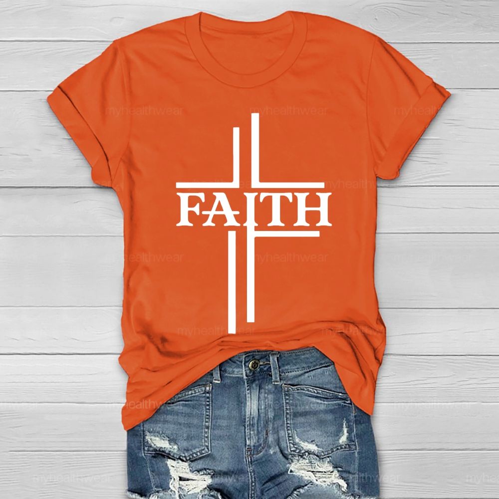 Faith Cross Graphic Letter Healthwear T-shirt