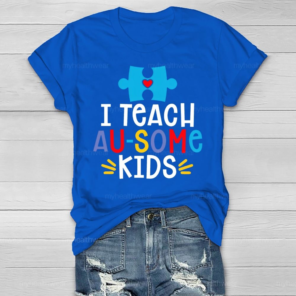 I Teach AUsome Kids Autism Puzzle Healthwear T-shirt