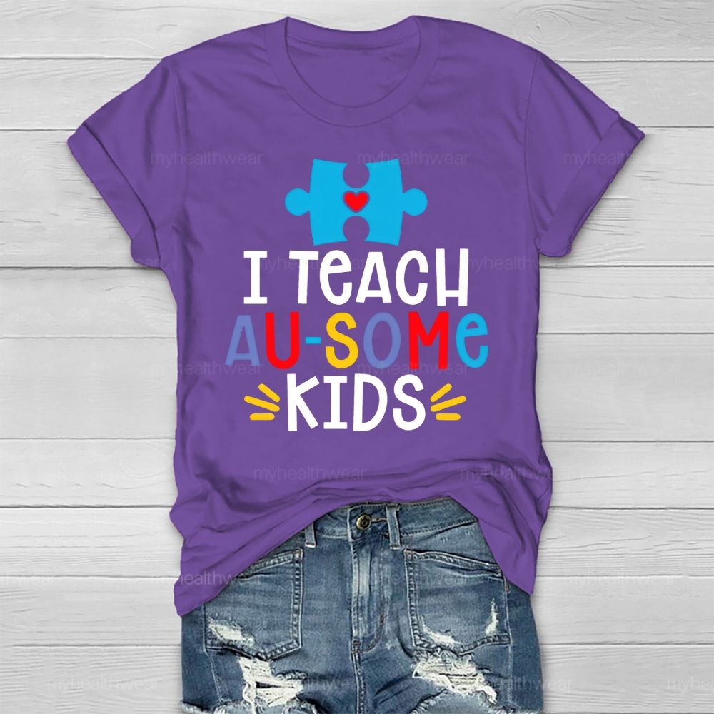 I Teach AUsome Kids Autism Puzzle Healthwear T-shirt