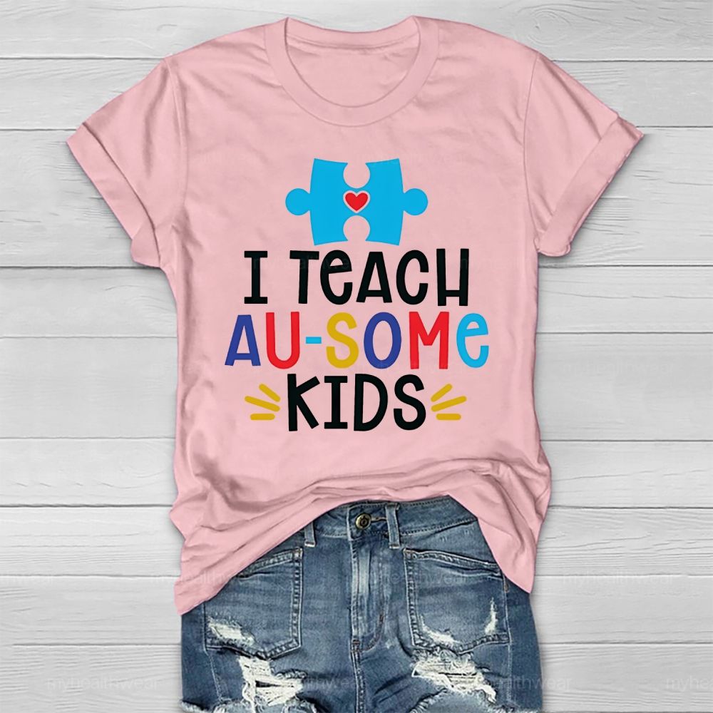 I Teach AUsome Kids Autism Puzzle Healthwear T-shirt