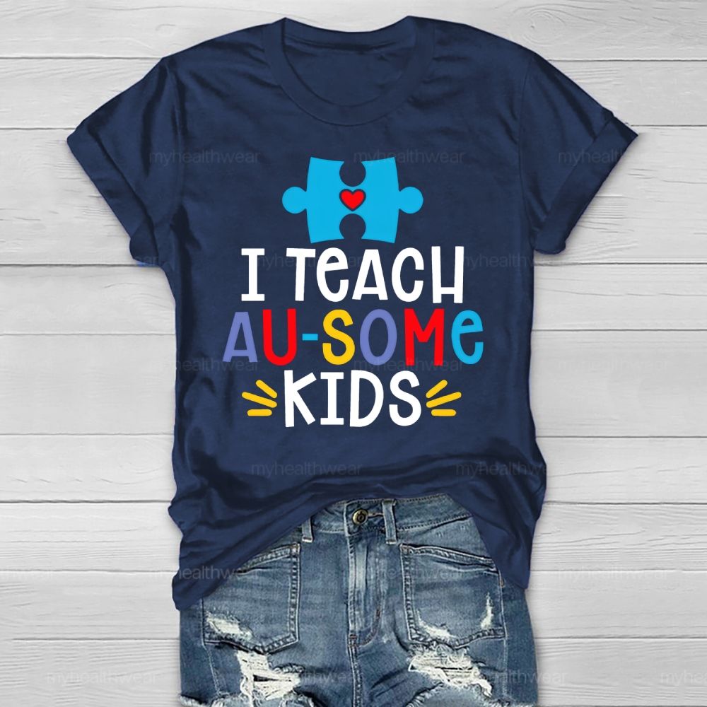 I Teach AUsome Kids Autism Puzzle Healthwear T-shirt
