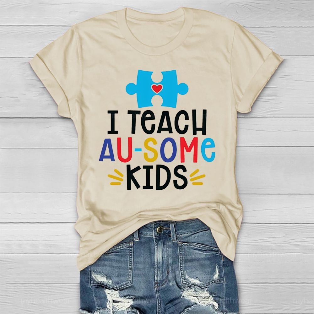 I Teach AUsome Kids Autism Puzzle Healthwear T-shirt