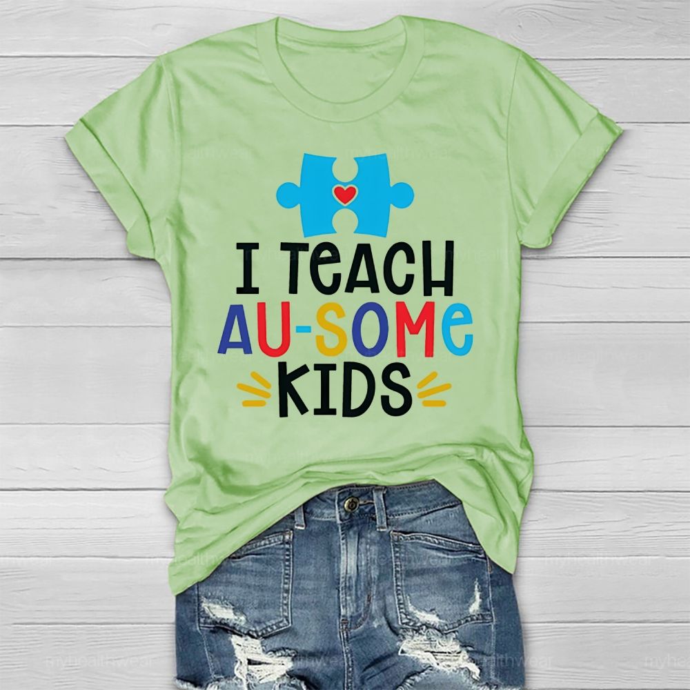 I Teach AUsome Kids Autism Puzzle Healthwear T-shirt